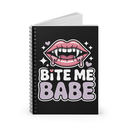 Bite Me Babe Kawaii Spiral Notebook – Creepy Cute Gothic Ruled Journal