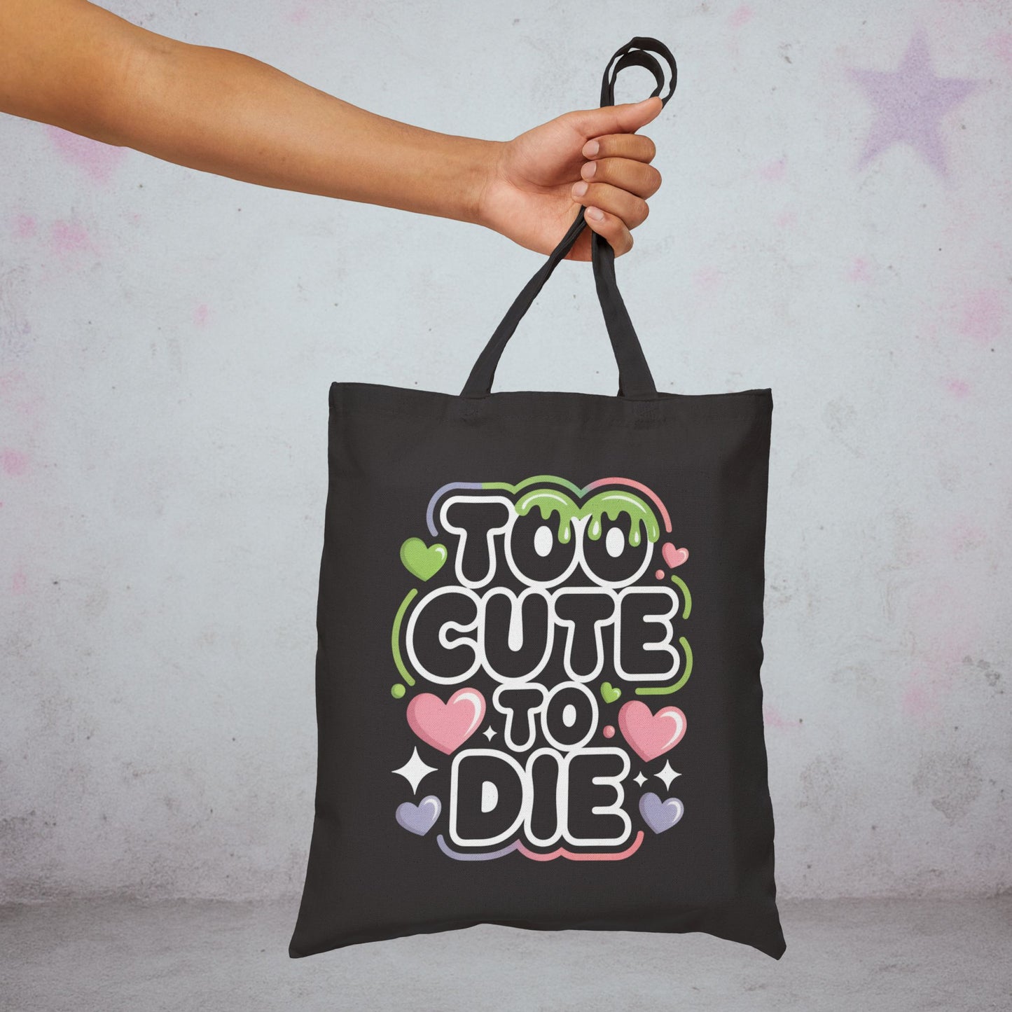 Too Cute To Die Kawaii Tote Bag β Creepy Cute Gothic Canvas Tote