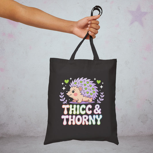 Thicc & Thorny Hedgehog Kawaii Tote Bag – Creepy Cute Gothic Canvas Tote