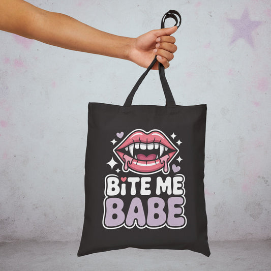 Bite Me Babe Kawaii Tote Bag – Creepy Cute Gothic Canvas Tote