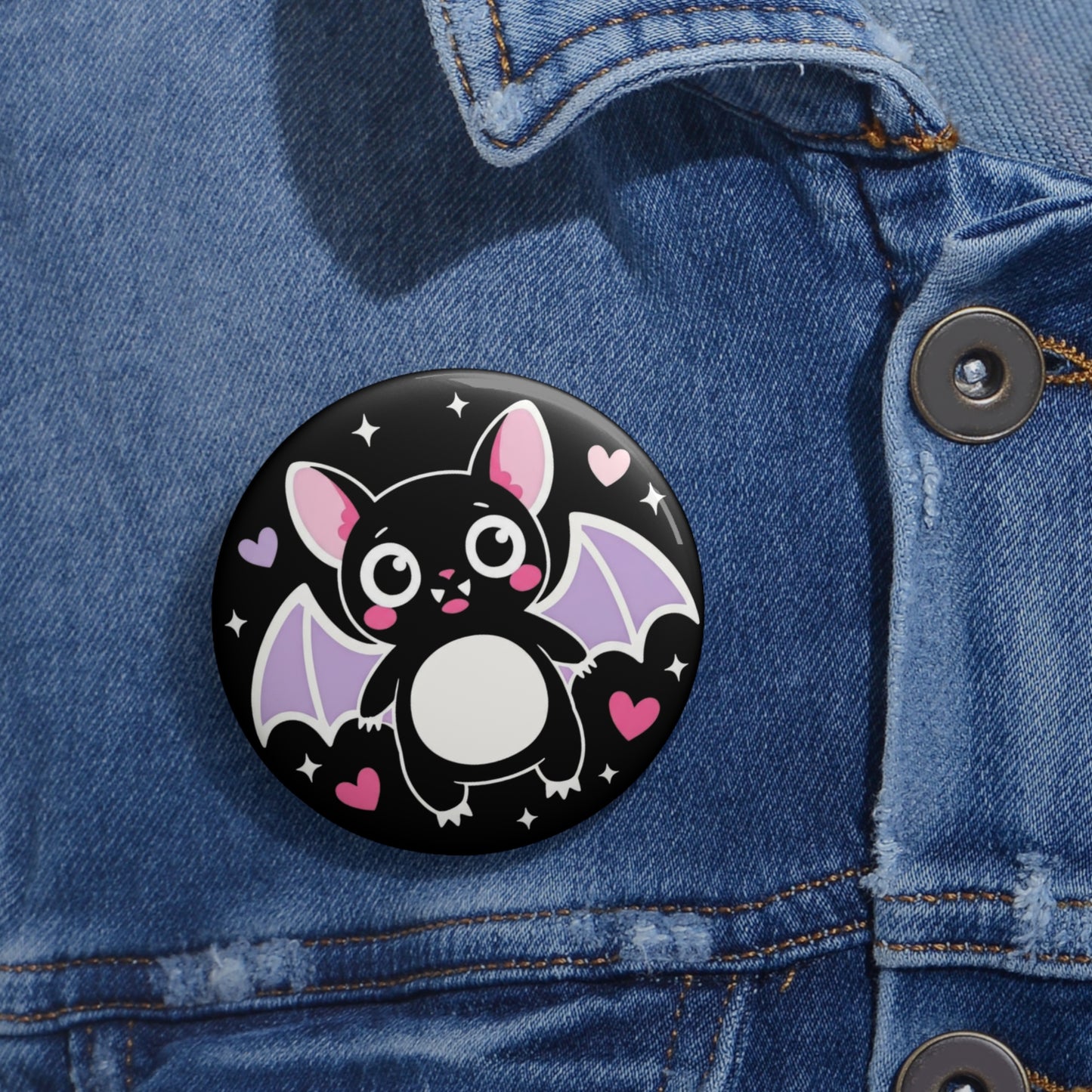 Kawaii Plushie Bat Pin Button β Cute Goth Enamel-Style Badge