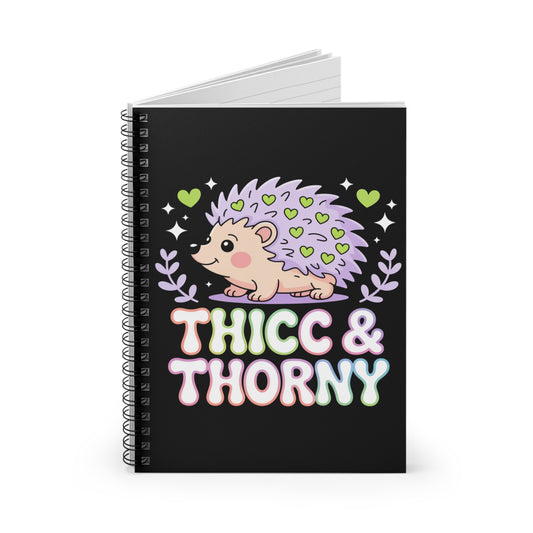 Thicc & Thorny Hedgehog Kawaii Spiral Notebook – Creepy Cute Gothic Ruled Journal