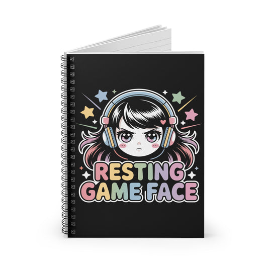 Resting Game Face Gamer Spiral Notebook – Creepy Cute Gothic Ruled Journal