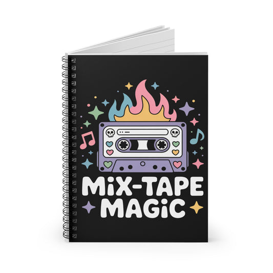 Mix Tape Magic Gen X Spiral Notebook – Creepy Cute Gothic Ruled Journal