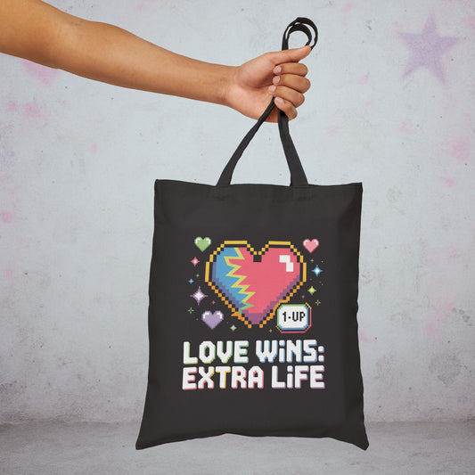 Love Wins: Extra Life Otaku Introvert Tote Bag – Creepy Cute Gothic Canvas Tote