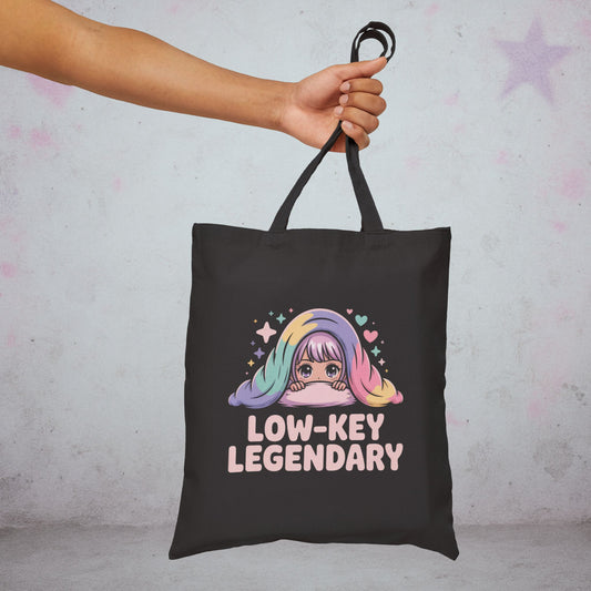 Low Key Legendary Otaku Introvert Tote Bag – Creepy Cute Gothic Canvas Tote