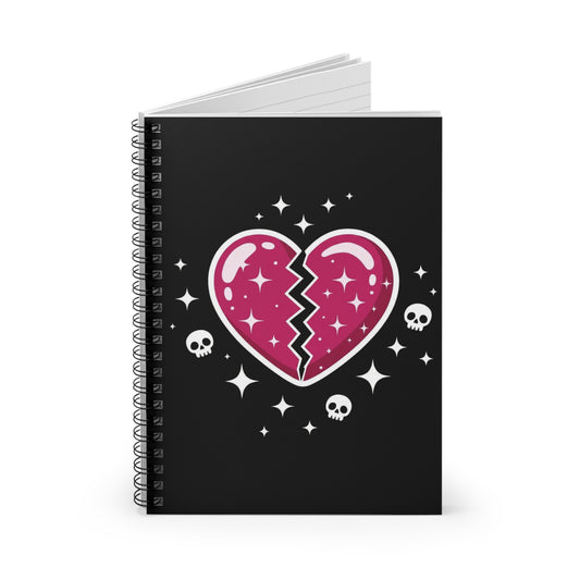 Broken Candy Heart Kawaii Spiral Notebook – Creepy Cute Gothic Ruled Journal