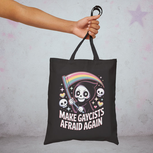 Make Gaycists Afraid Again Pride Tote Bag – Creepy Cute Gothic Canvas Tote