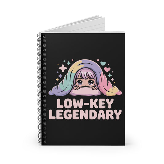 Low-Key Legendary Introvert Otaku Spiral Notebook – Creepy Cute Gothic Ruled Journal
