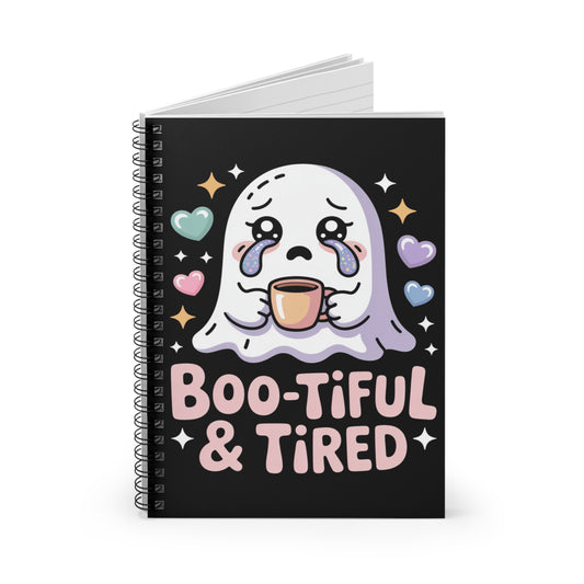 Boo-Tiful & Tired Spiral Notebook – Creepy Cute Gothic Ruled Journal
