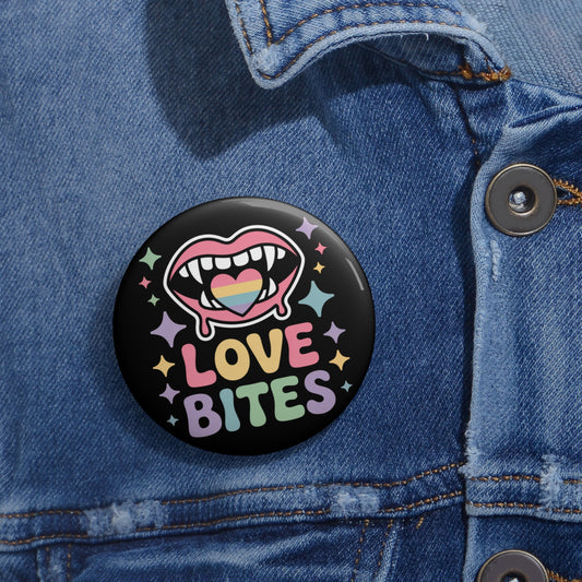 Love Bites Pride Kawaii Pin Button – Creepy Cute Gothic Enamel-Style Badge
