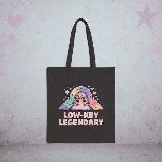 Low Key Legendary Otaku Introvert Tote Bag – Creepy Cute Gothic Canvas Tote