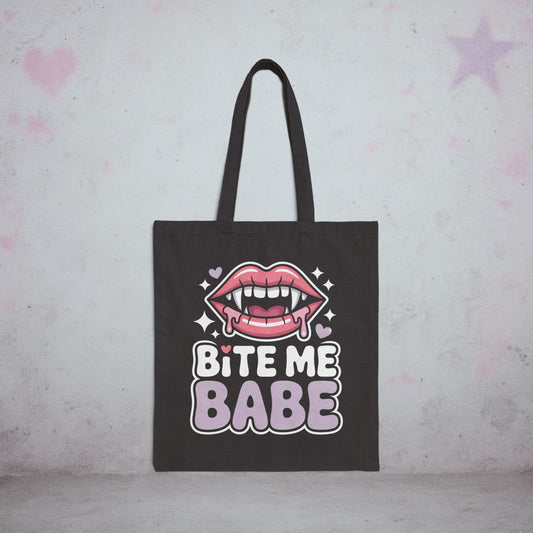 Bite Me Babe Kawaii Tote Bag – Creepy Cute Gothic Canvas Tote