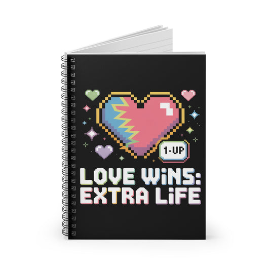 Love Wins Extra Life Gamer Spiral Notebook – Creepy Cute Gothic Ruled Journal