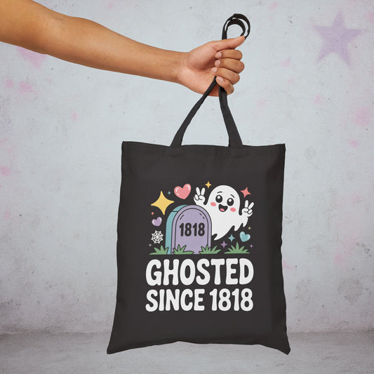 Ghosted Since 1818 Kawaii Otaku Tote Bag – Creepy Cute Gothic Canvas Tote