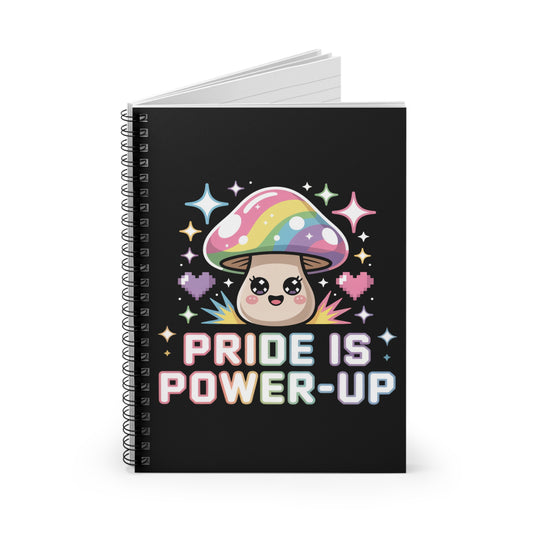 Pride is Power-Up Gamer Spiral Notebook – Creepy Cute Gothic Ruled Journal