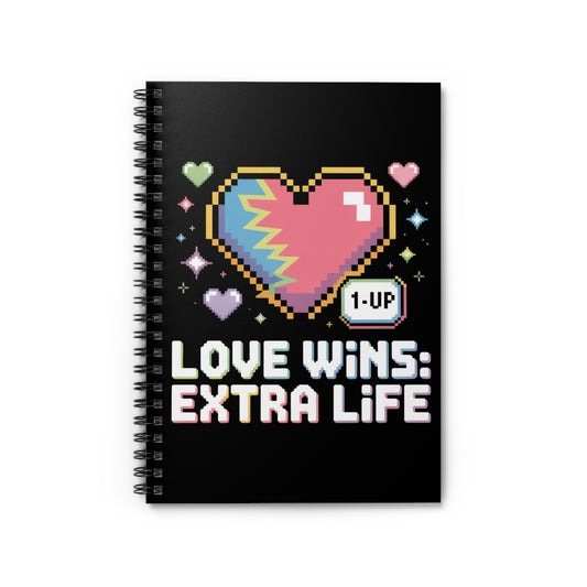 Love Wins Extra Life Gamer Spiral Notebook – Creepy Cute Gothic Ruled Journal