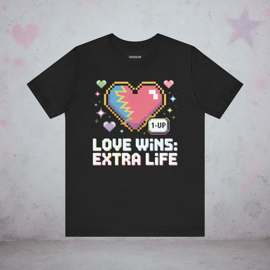 Love Wins: Extra Life Gamer Kawaii T-Shirt — Creepy Cute Gothic Tee