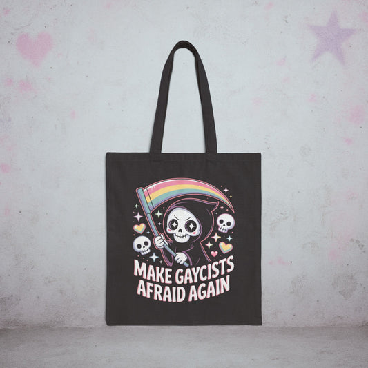 Make Gaycists Afraid Again Pride Tote Bag – Creepy Cute Gothic Canvas Tote