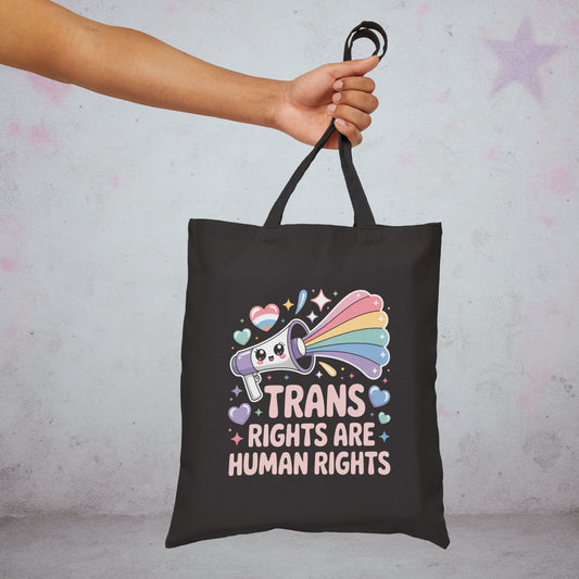 Trans Rights Are Human Rights Pride Tote Bag – Creepy Cute Gothic Canvas Tote