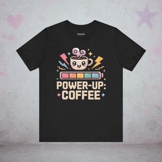 Power Up Coffee Gamer Kawaii T-Shirt — Creepy Cute Gothic Tee