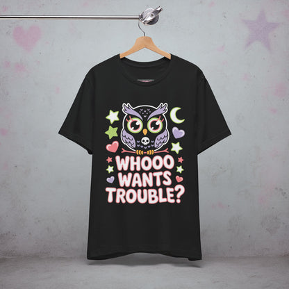 Whooo Wants Trouble Kawaii Owl T-Shirt — Creepy Cute Gothic Tee