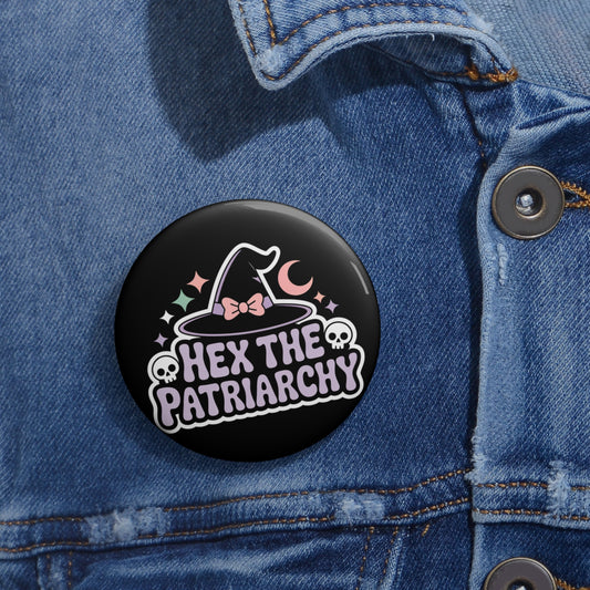 Hex the Patriarchy Kawaii Witch Pin Button – Creepy Cute Gothic Enamel-Style Badge