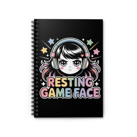 Resting Game Face Gamer Spiral Notebook – Creepy Cute Gothic Ruled Journal