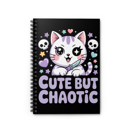 Cute But Chaotic Cat Otaku Spiral Notebook – Creepy Cute Gothic Ruled Journal
