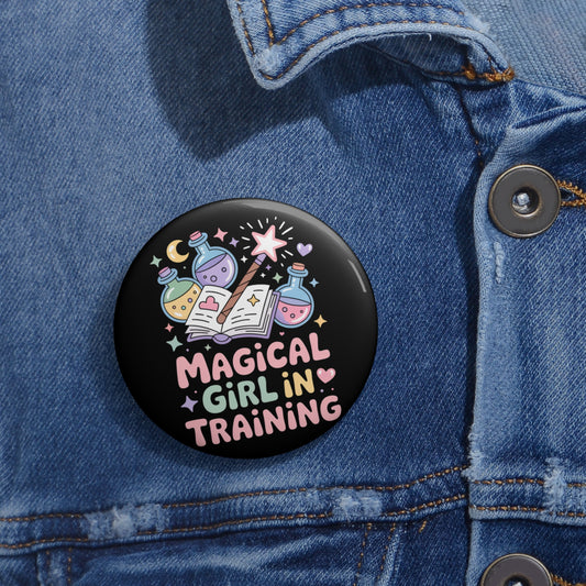 Magical Girl in Training Kawaii Pin Button – Creepy Cute Gothic Enamel-Style Badge