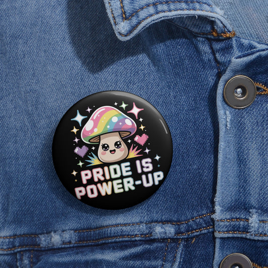 Pride is Power Up Kawaii Pin Button – Creepy Cute Gothic Enamel-Style Badge