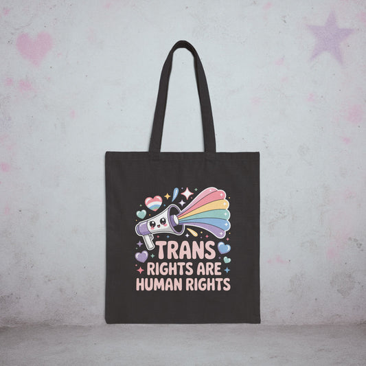 Trans Rights Are Human Rights Pride Tote Bag – Creepy Cute Gothic Canvas Tote