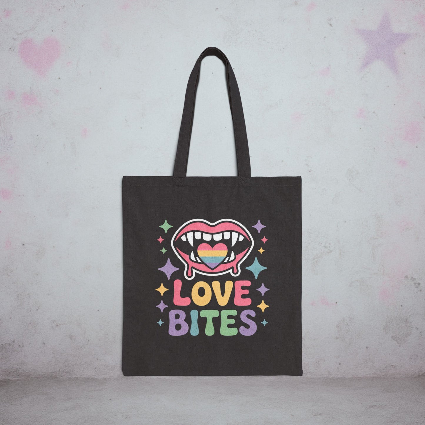 Love Bites Pride Kawaii Tote Bag – Creepy Cute Gothic Canvas Tote