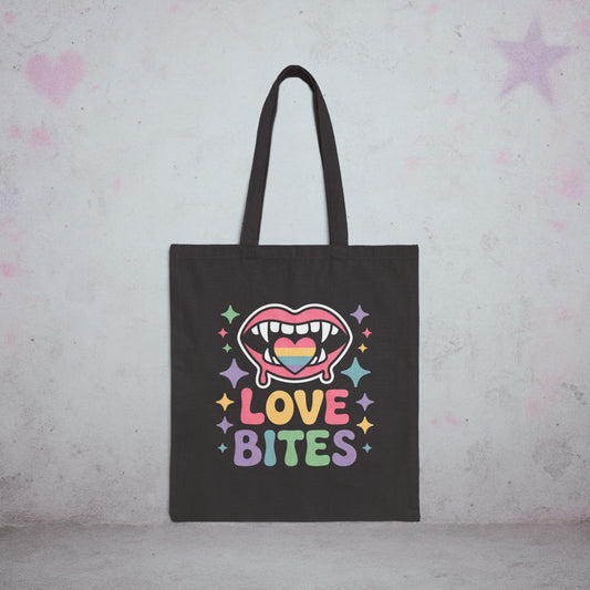 Love Bites Pride Kawaii Tote Bag – Creepy Cute Gothic Canvas Tote