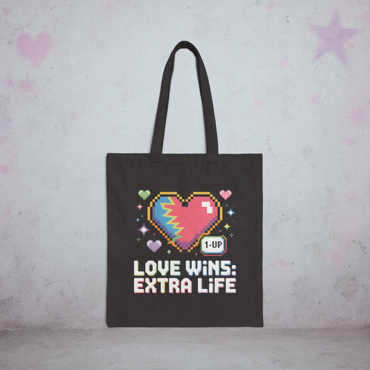 Love Wins: Extra Life Otaku Introvert Tote Bag – Creepy Cute Gothic Canvas Tote