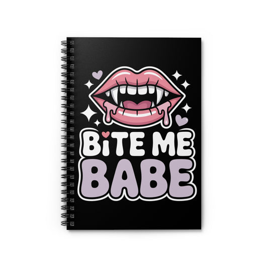 Bite Me Babe Kawaii Spiral Notebook – Creepy Cute Gothic Ruled Journal