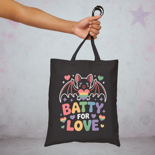 Batty For Love Pride Kawaii Tote Bag – Creepy Cute Gothic Canvas Tote