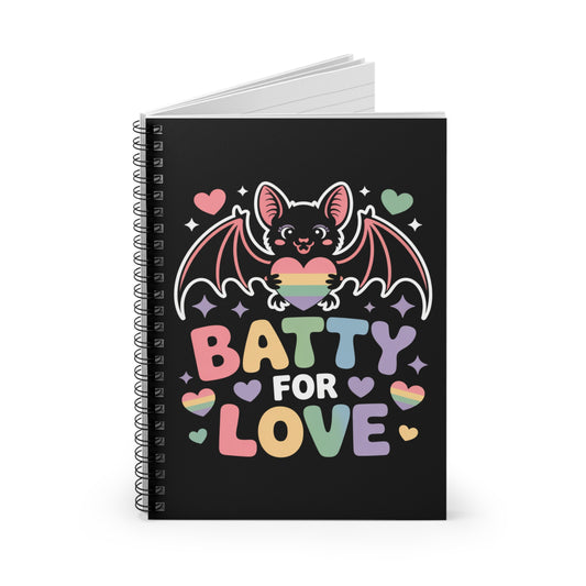 Batty For Love Pride Spiral Notebook – Creepy Cute Gothic Ruled Journal
