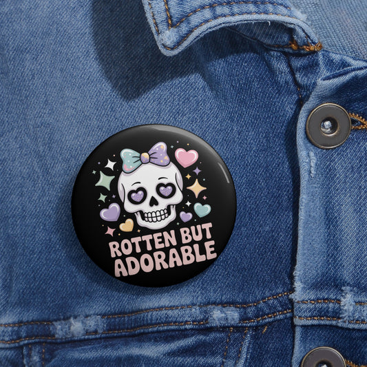Rotten But Adorable Kawaii Pin Button – Creepy Cute Gothic Enamel-Style Badge