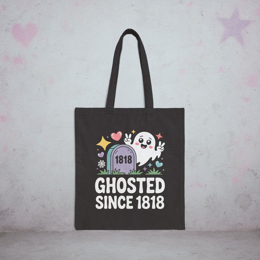 Ghosted Since 1818 Kawaii Otaku Tote Bag – Creepy Cute Gothic Canvas Tote