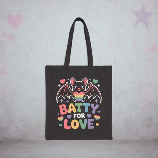 Batty For Love Pride Kawaii Tote Bag – Creepy Cute Gothic Canvas Tote