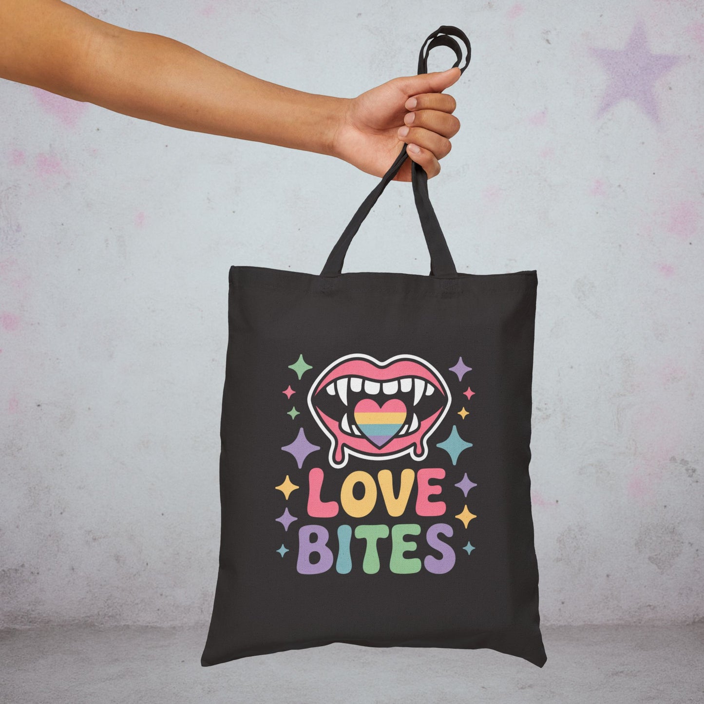 Love Bites Pride Kawaii Tote Bag – Creepy Cute Gothic Canvas Tote