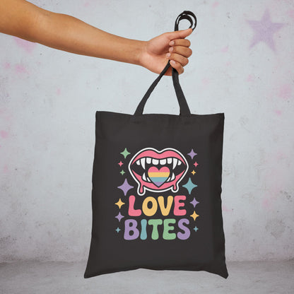 Love Bites Pride Kawaii Tote Bag – Creepy Cute Gothic Canvas Tote