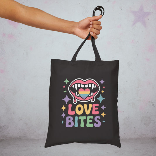 Love Bites Pride Kawaii Tote Bag – Creepy Cute Gothic Canvas Tote