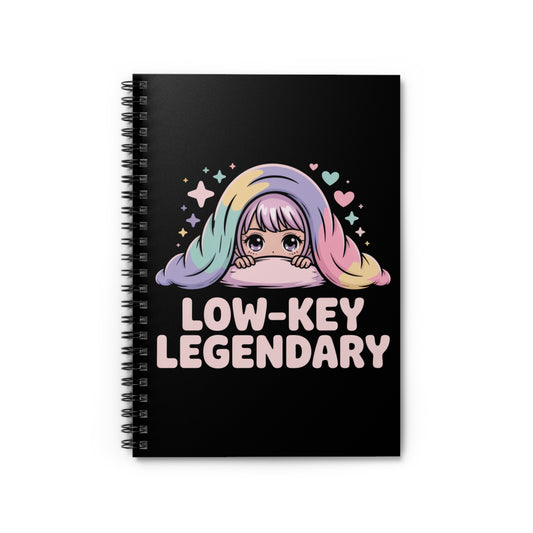 Low-Key Legendary Introvert Otaku Spiral Notebook – Creepy Cute Gothic Ruled Journal