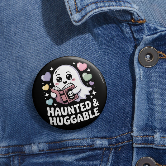 Haunted & Huggable Kawaii Pin Button – Creepy Cute Gothic Enamel-Style Badge