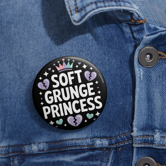Soft Grunge Princess Kawaii Pin Button – Creepy Cute Gothic Enamel-Style Badge