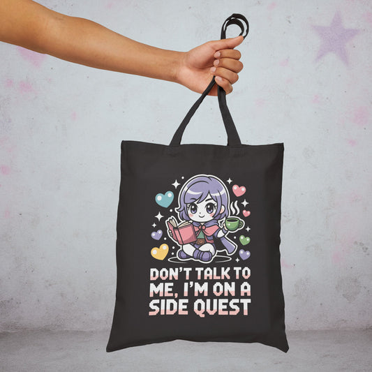Side Quest Gamer Tote Bag – Creepy Cute Gothic Canvas Tote