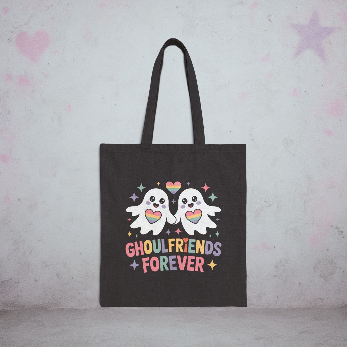 Ghoul Friends Forever Pride Kawaii Tote Bag – Creepy Cute Gothic Canvas Tote