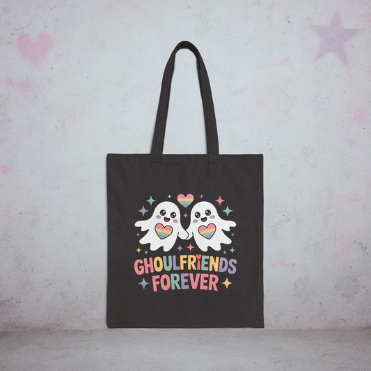 Ghoul Friends Forever Pride Kawaii Tote Bag – Creepy Cute Gothic Canvas Tote